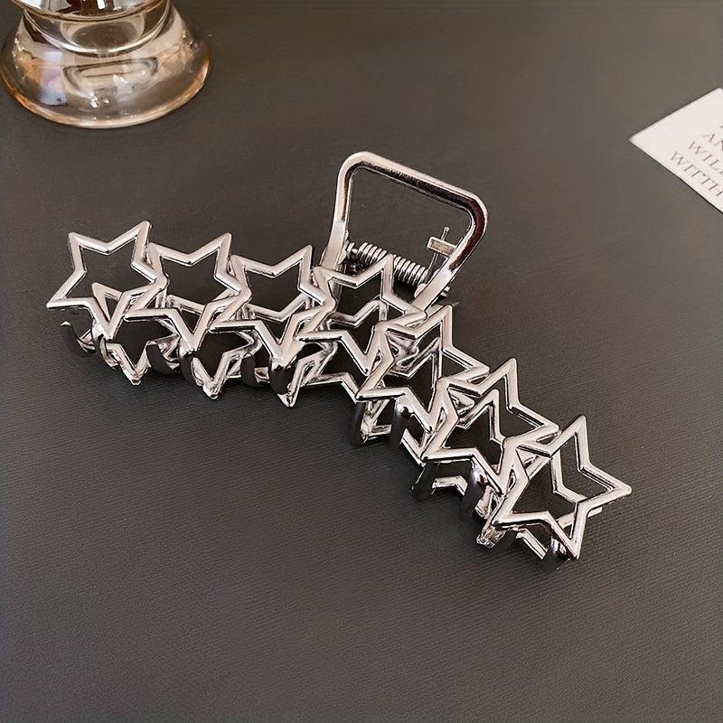 Metal Star Pattern Large Hair Claw Back Head Clip Shark Claw Hair Accessory
