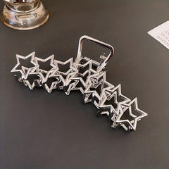 Metal Star Pattern Large Hair Claw Back Head Clip Shark Claw Hair Accessory