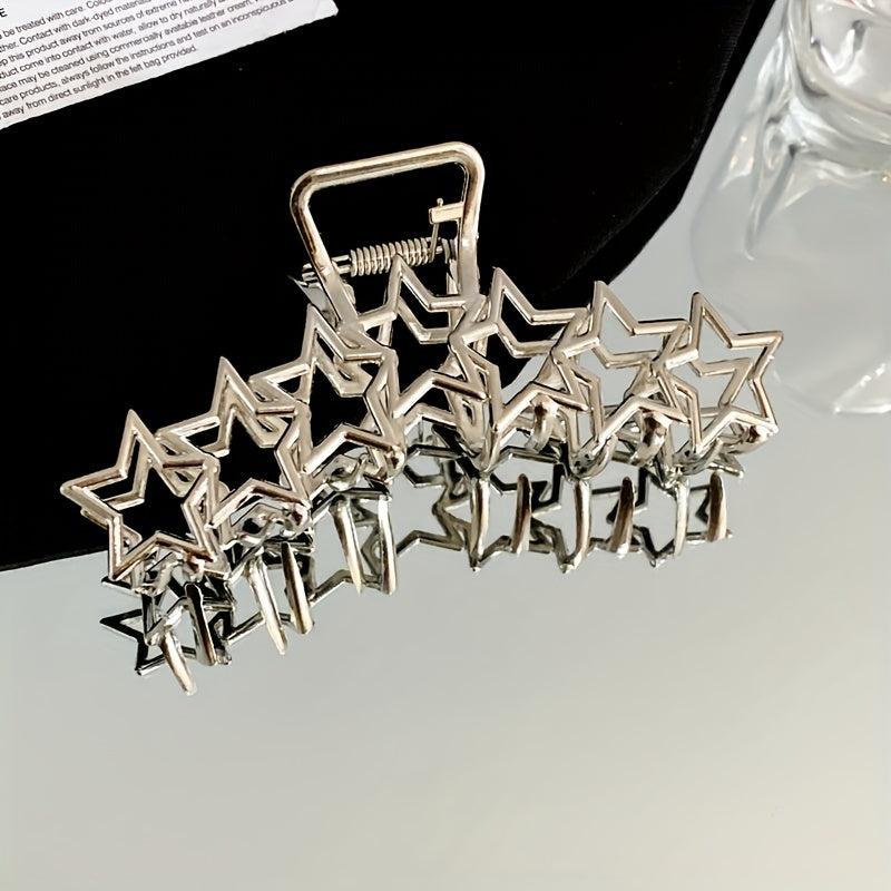 Metal Star Pattern Large Hair Claw Back Head Clip Shark Claw Hair Accessory