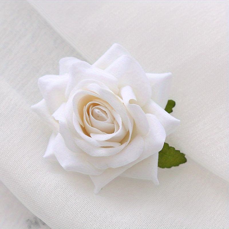 Red Rose Hair Clip Floral Barrettes Brooch