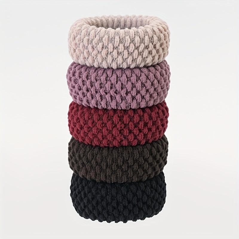 5pcs Soft Thick Seamless Hair Ties Elastic Ponytail Holder No Crease Scrunchie