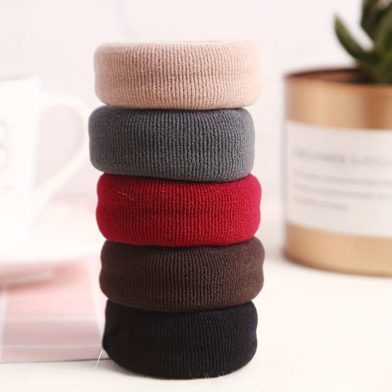 5pcs Soft Thick Seamless Hair Ties Elastic Ponytail Holder No Crease Scrunchie