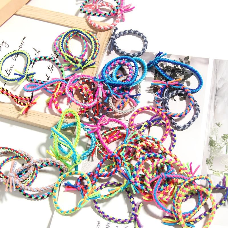 Braided Knotted Rubber Band Hair Ties 50 Pieces Set Charms Gift Birthday
