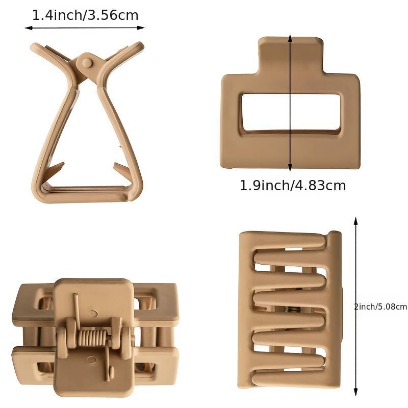 Neutral Matte Square Hair Clips Set