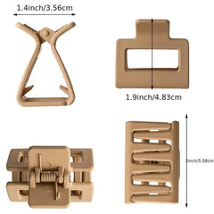 Neutral Matte Square Hair Clips Set