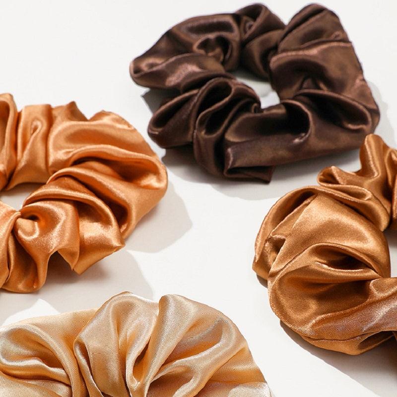 12pcs Solid Silk Scrunchies Hair Ties Ponytail Holder