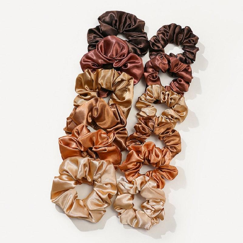 12pcs Solid Silk Scrunchies Hair Ties Ponytail Holder