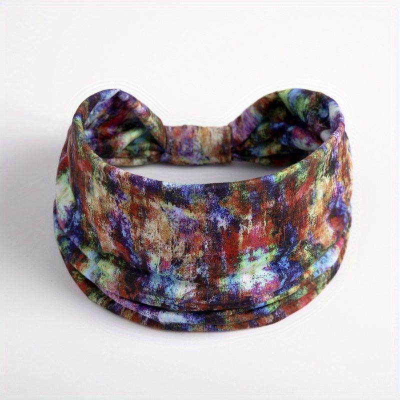 Bohemian Tie Dye Headband, Elastic Sweat Absorbing Headbands for Women