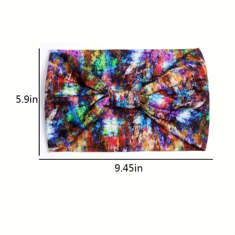 Bohemian Tie Dye Headband, Elastic Sweat Absorbing Headbands for Women