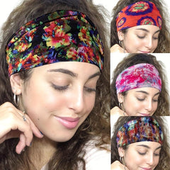 Bohemian Tie Dye Headband, Elastic Sweat Absorbing Headbands for Women