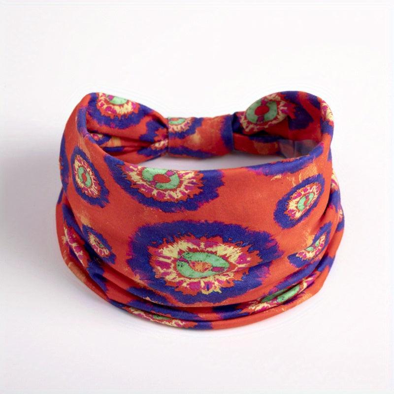Bohemian Tie Dye Headband, Elastic Sweat Absorbing Headbands for Women