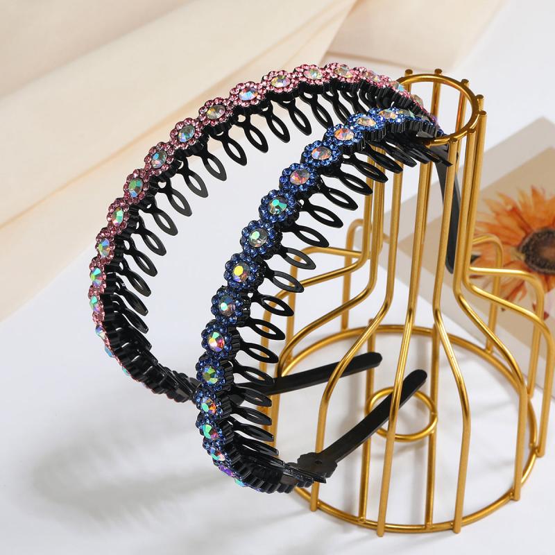 Teeth Comb Headband Crystal Beaded Hairband Non-Slip Headband