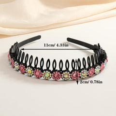 Teeth Comb Headband Crystal Beaded Hairband Non-Slip Headband