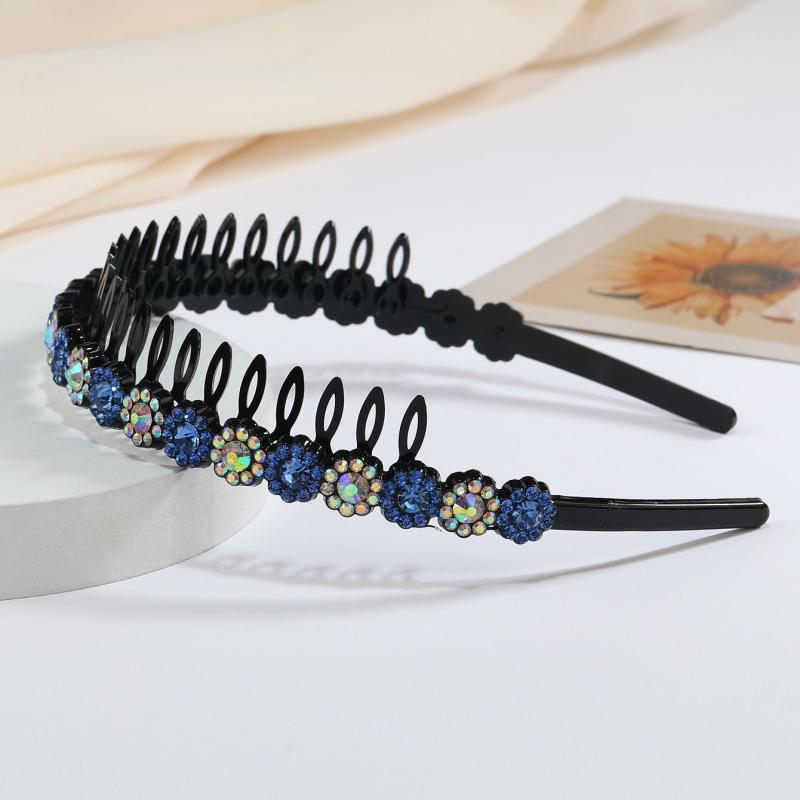 Teeth Comb Headband Crystal Beaded Hairband Non-Slip Headband