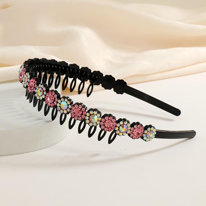 Teeth Comb Headband Crystal Beaded Hairband Non-Slip Headband
