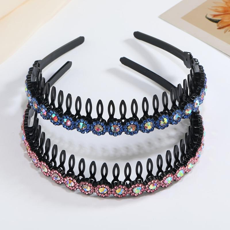 Teeth Comb Headband Crystal Beaded Hairband Non-Slip Headband