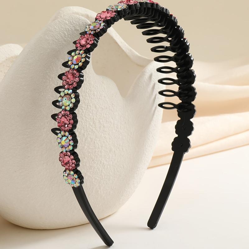 Teeth Comb Headband Crystal Beaded Hairband Non-Slip Headband