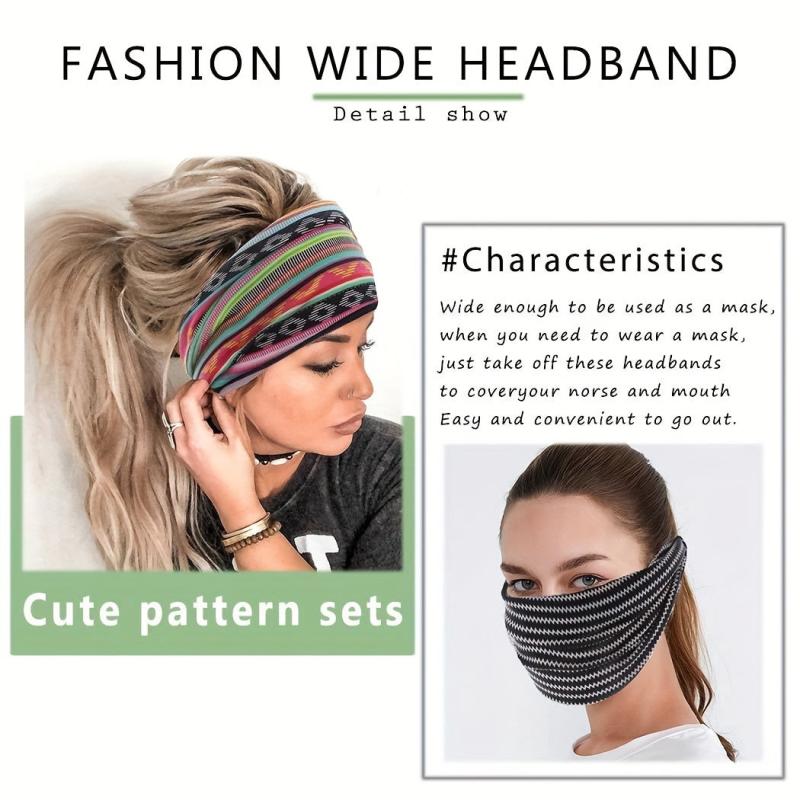Bohemia Floral Bandeau Headband Wide Knot Hair Scarf Elastic Turban