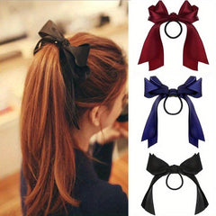 3pcs Pack Bow Knot Hair Ties Elastic Hair Rope Satin Ribbon Bow Ponytail