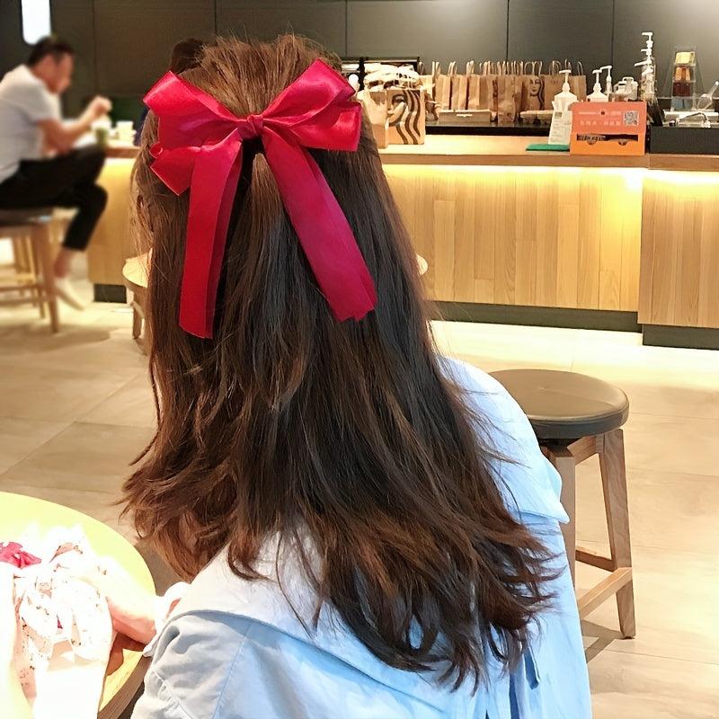 3pcs Pack Bow Knot Hair Ties Elastic Hair Rope Satin Ribbon Bow Ponytail