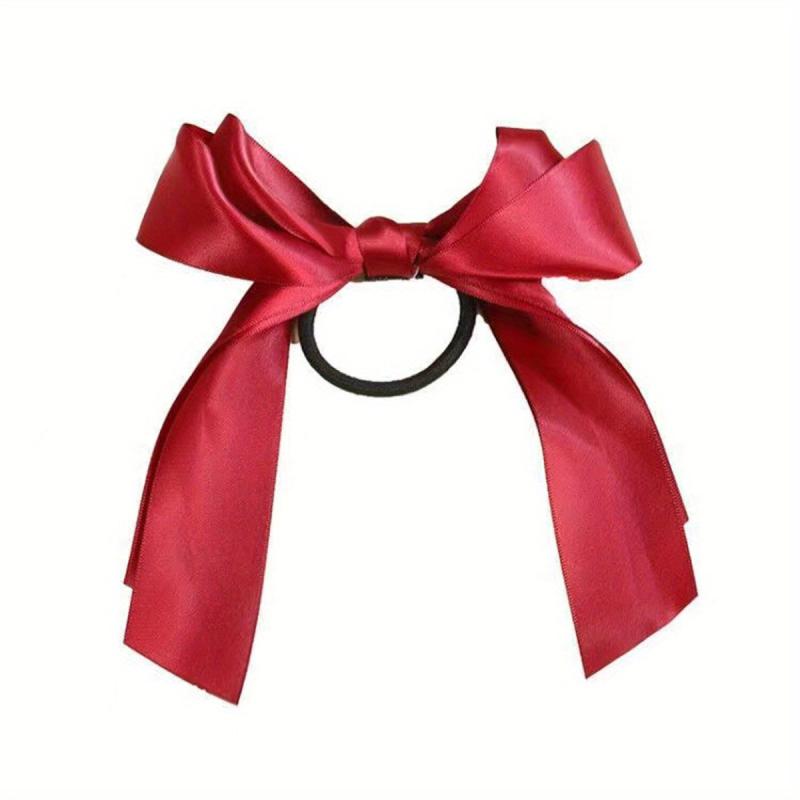 3pcs Pack Bow Knot Hair Ties Elastic Hair Rope Satin Ribbon Bow Ponytail