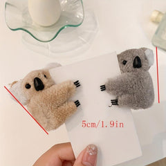 2pcs Plush Koala Cartoon Hair Clips for Women & Girls