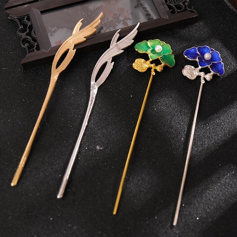 Flower Hairpin Metal Hair Pin Ancient Style Gift For Her