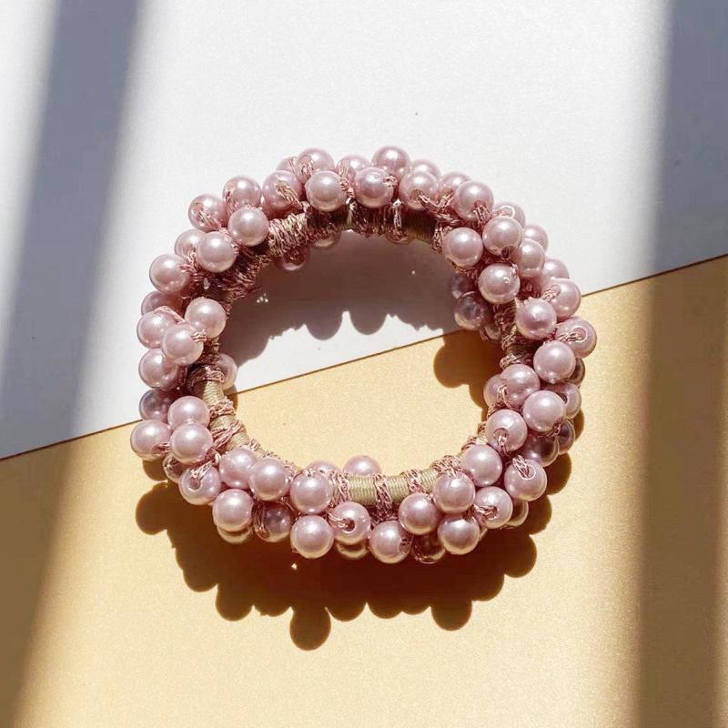 Colorful Faux Pearl Beads Hair Rope Elastic Scrunchie Ponytail Holder