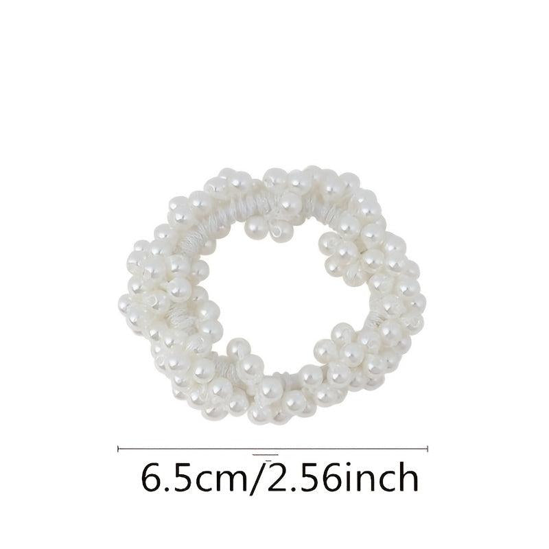 Colorful Faux Pearl Beads Hair Rope Elastic Scrunchie Ponytail Holder