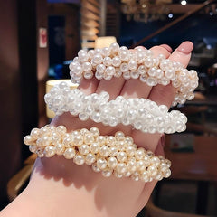 Colorful Faux Pearl Beads Hair Rope Elastic Scrunchie Ponytail Holder