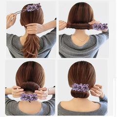 Donut Hair Bun Maker Hair Ties Multicolor Cloth Magic Clip Reusable