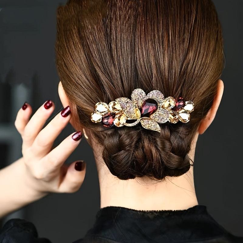 Rhinestone Braid Hair Clip Back Head Hair Clip Large Ponytail Clip