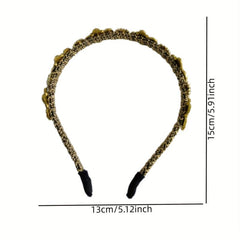 Baroque Rhinestone Headband Faux Pearl Hoop Glitter Hair Band