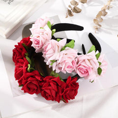 Rose Flower Floral Crown Boho Headband Solid Vintage Hairband