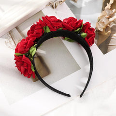 Rose Flower Floral Crown Boho Headband Solid Vintage Hairband