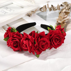 Rose Flower Floral Crown Boho Headband Solid Vintage Hairband