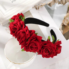 Rose Flower Floral Crown Boho Headband Solid Vintage Hairband