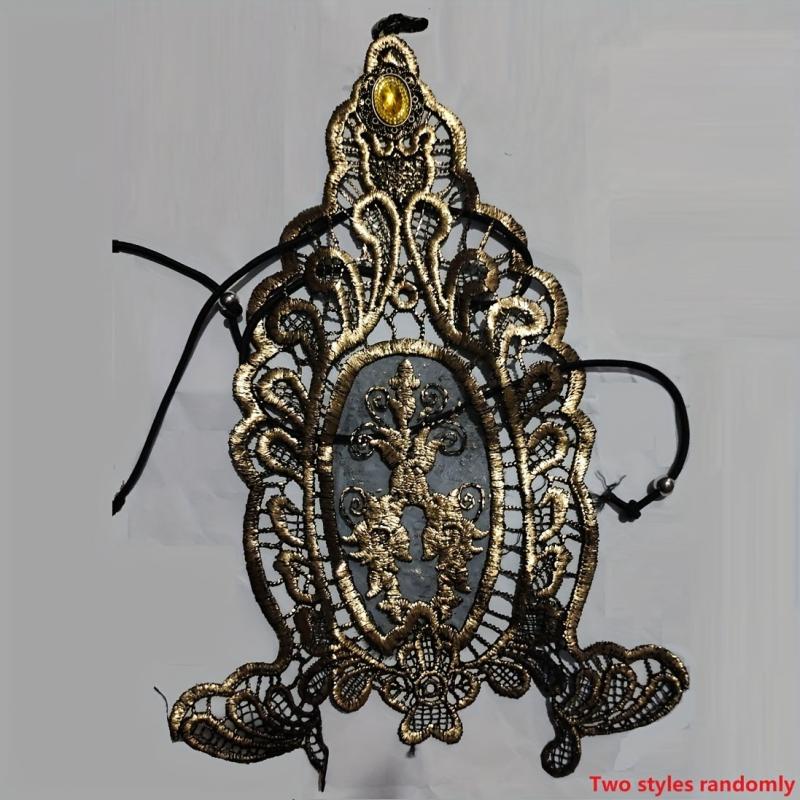 Golden Rhinestone Gothic Steampunk Lace Cuff Fingerless Glove
