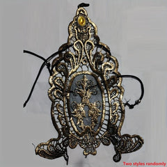 Golden Rhinestone Gothic Steampunk Lace Cuff Fingerless Glove