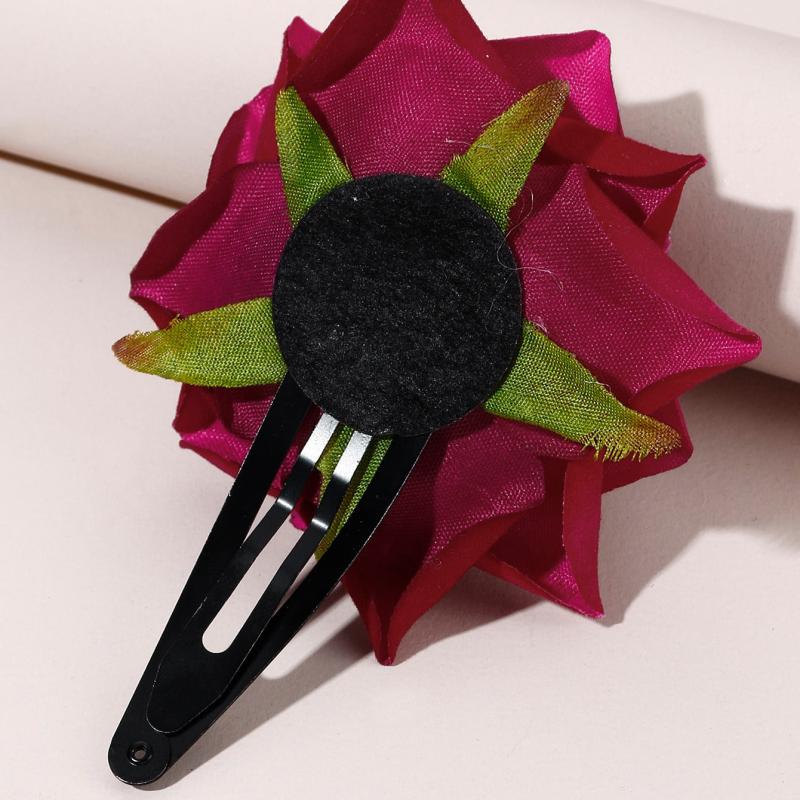 Red Rose Hair Clip Flower Hair Pin Barrette Vintage Women's Hair Accessories Gif