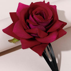 Red Rose Hair Clip Flower Hair Pin Barrette Vintage Women's Hair Accessories Gif
