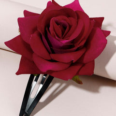 Red Rose Hair Clip Flower Hair Pin Barrette Vintage Women's Hair Accessories Gif