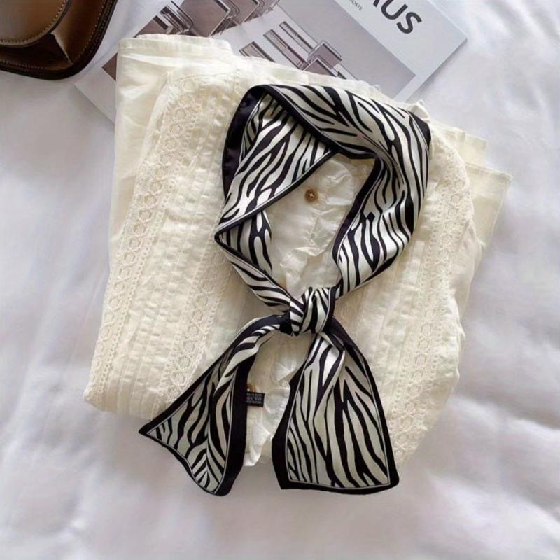 Silk Scarf Headband Thin Long Scarf Vintage Hair Scarf