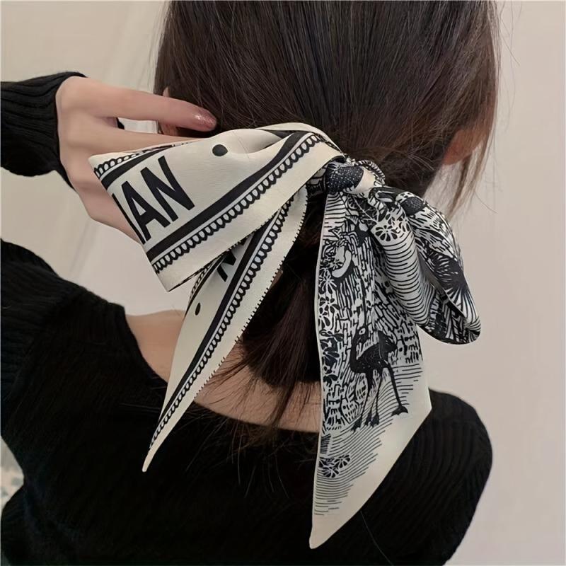Silk Scarf Headband Thin Long Scarf Vintage Hair Scarf