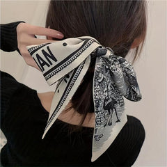 Silk Scarf Headband Thin Long Scarf Vintage Hair Scarf