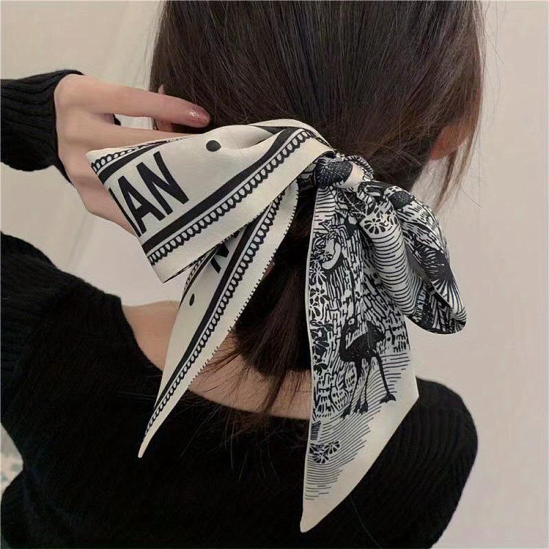 Silk Scarf Headband Thin Long Scarf Vintage Hair Scarf