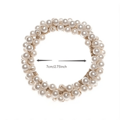 4pcs Faux Pearl Beaded Hair Tie Hair Rope Rhinestone Hair Ring