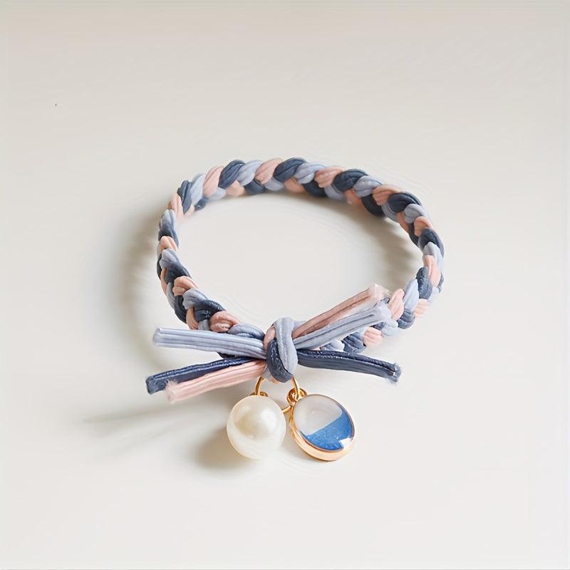 Faux Pearl Decor Hair Tie Braided Hair Ring Hair Rope High Elasticity