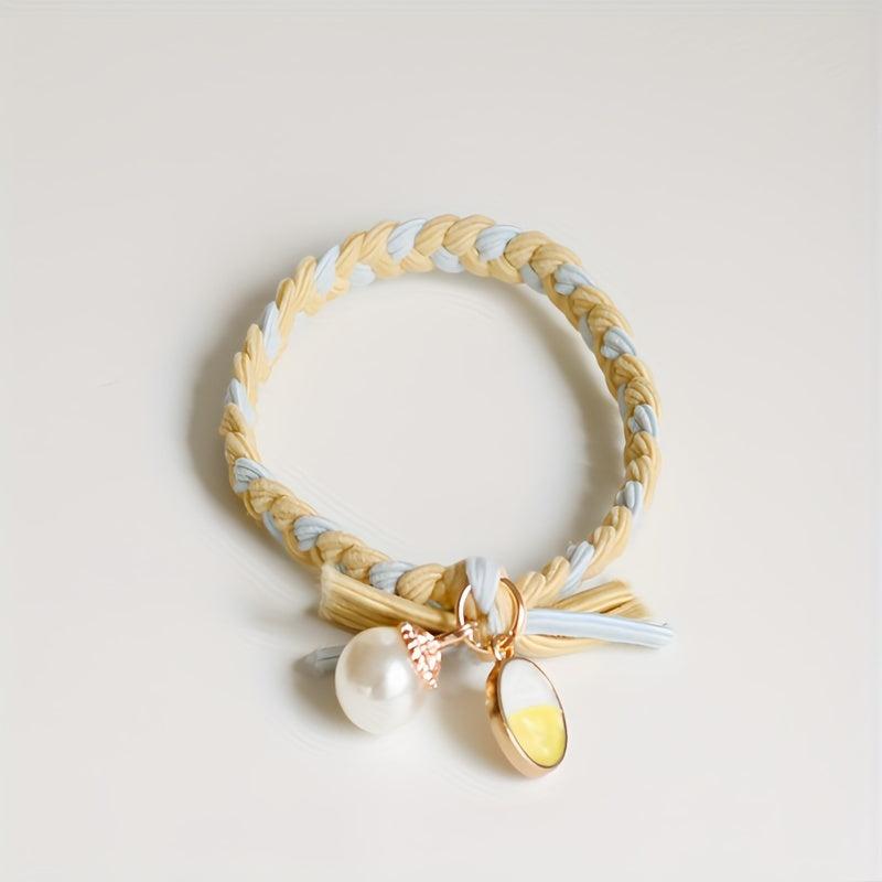 Faux Pearl Decor Hair Tie Braided Hair Ring Hair Rope High Elasticity