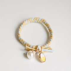 Faux Pearl Decor Hair Tie Braided Hair Ring Hair Rope High Elasticity